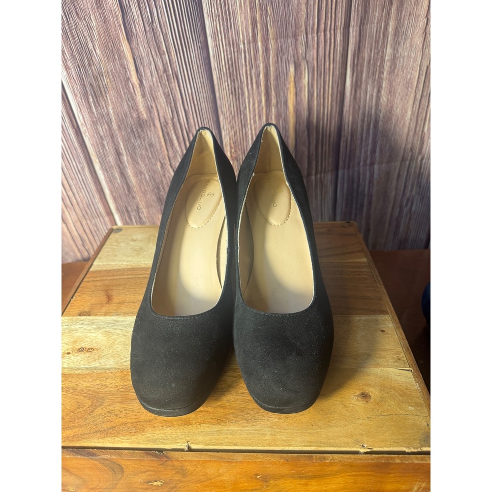 Bandolino Block Heel Pumps Womens 9M Black Faux Suede Round Toe Platform Shoes - Picture 2 of 7